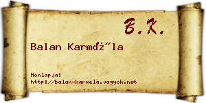 Balan Karméla névjegykártya